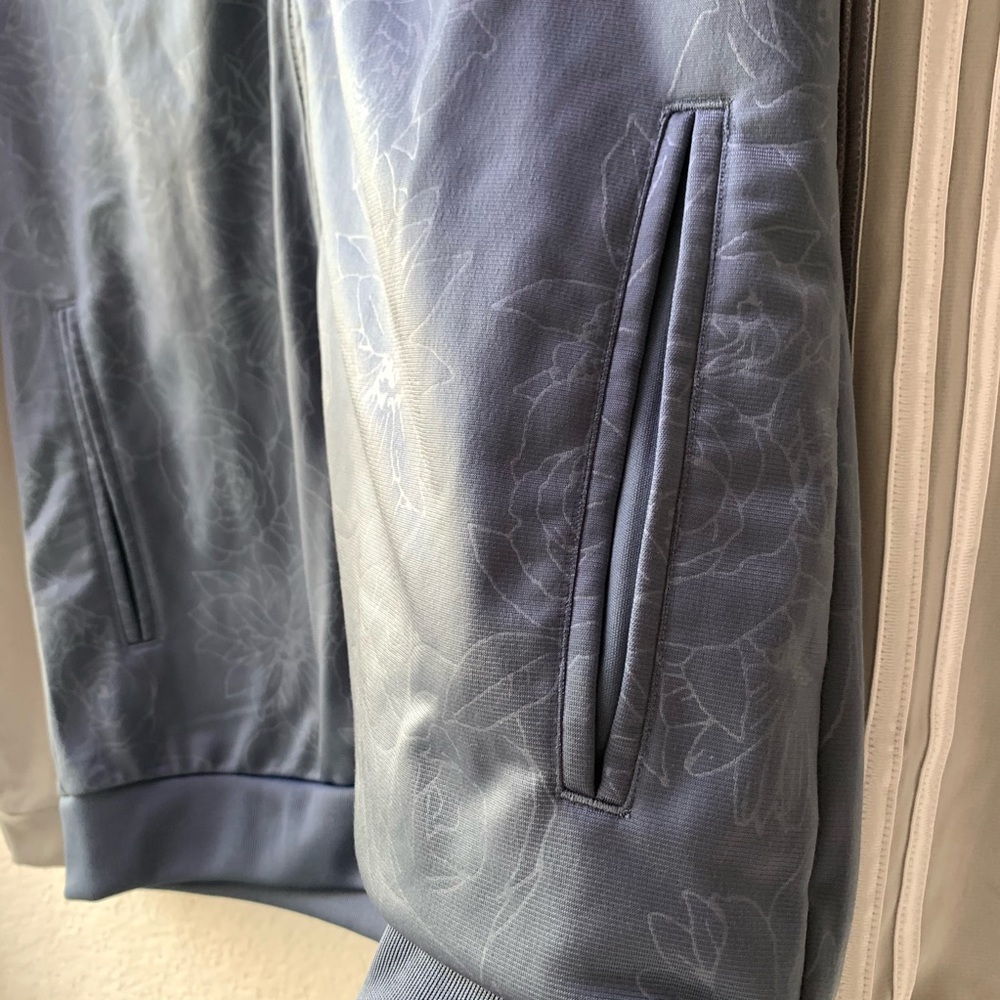 Adidas Blue & Gray Floral Embossed Track Jacket - Picture 7 of 8
